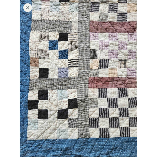 Antique Hand Quilted Scrap Patchwork Quilt C1930s Folk Art Textile For Sale - Image 10 of 11