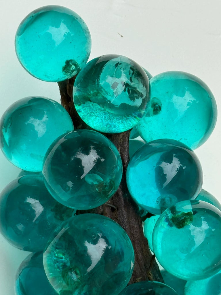 1950s-vintage-lucite-turquoise  Vintage Mid-Century Lucite Grape Cluster Turquoise Blue on Driftwood main image 0