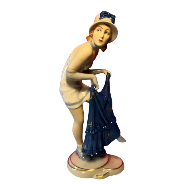Antique Royal Dux Porcelain Figurine Woman Dressing at the Beach For Sale - Image 11 of 14
