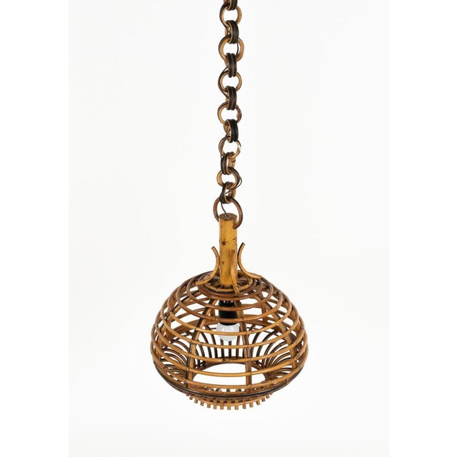 1960s Mid-Century French Riviera Pendant in Bamboo and Rattan, Italy, 1960s For Sale - Image 5 of 12