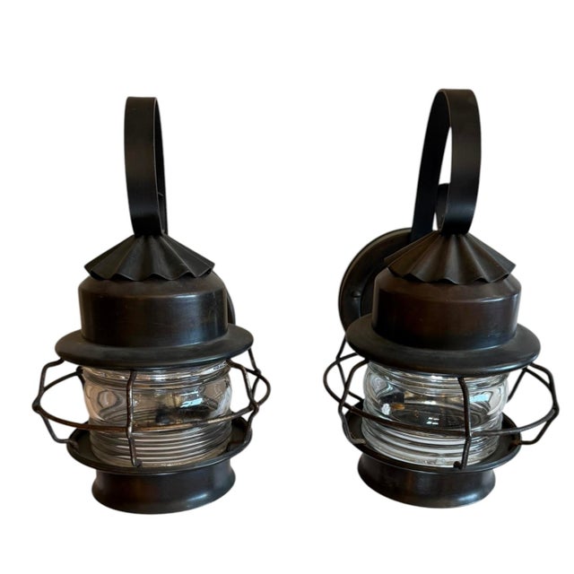 American Vintage Outdoor Lantern Porchlights - a Pair For Sale - Image 3 of 7