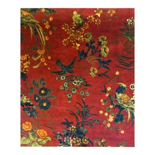 Ralph Lauren Campbell Floral Lacquer Red Velvet Fabric 6 Yards For Sale