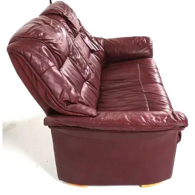 Mid Century Modern Scandinavian Leather Loveseat / Sofa For Sale - Image 4 of 8