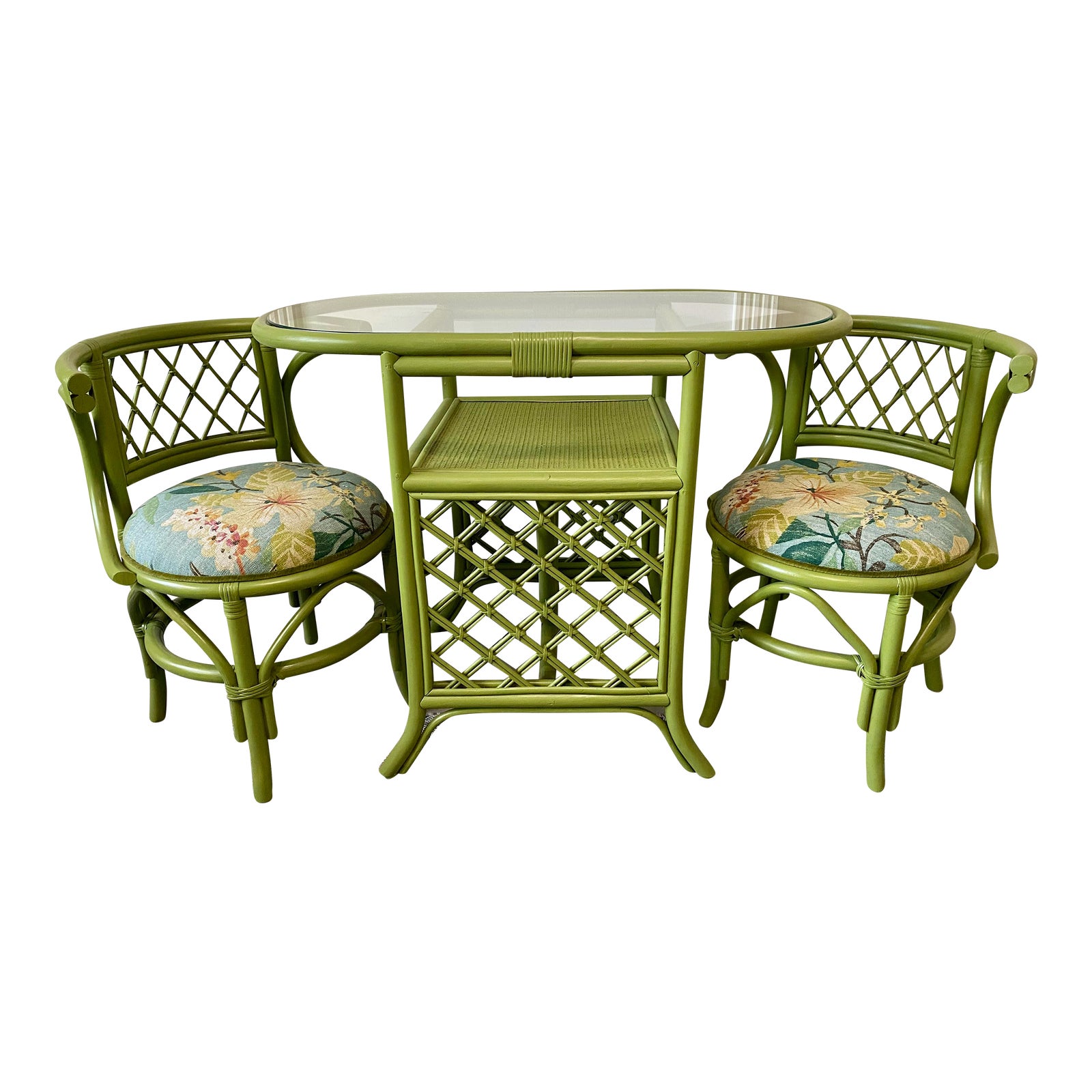 1970s Vintage Rattan Honeymoon Set Three Piece Set Chairish