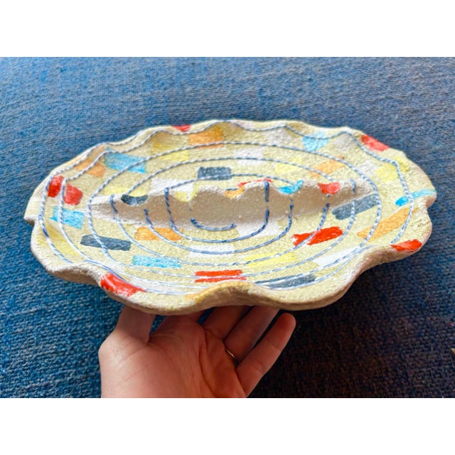 Italian Giant Mid Century Modern Textured Italian Dish Attributed to Fratelli Fanciullacci For Sale - Image 3 of 8