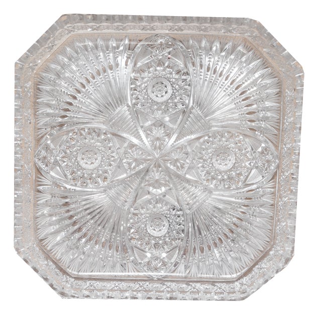 Square Tray in Bohemian Crystal, 1970s For Sale