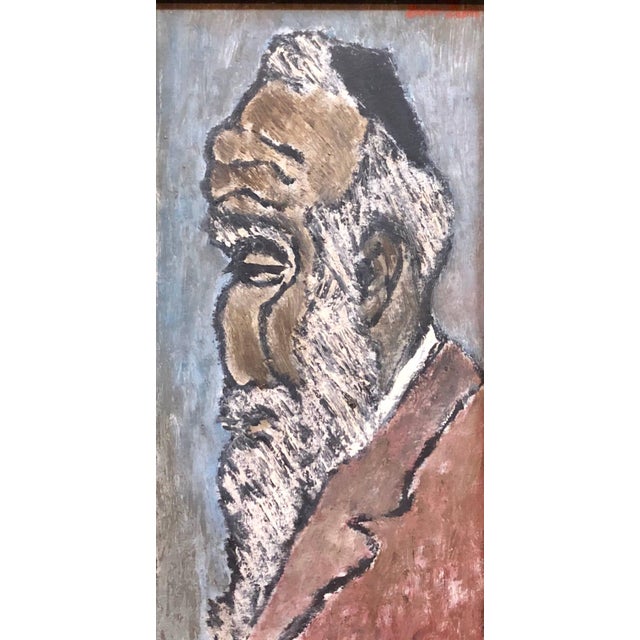 Ben-Zion Weinman, Modernist Judaica Oil Painting "Old Jew" Jewish Rabbi at Prayer, c.1940 For Sale