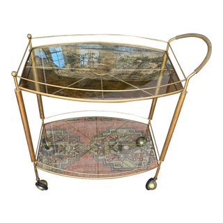1960s Mid-Century Brass Bar Cart For Sale