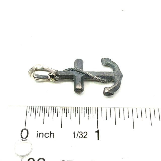 1990s David Yurman Maritime Anchor Pendant Sterling Silver Estate For Sale - Image 4 of 4