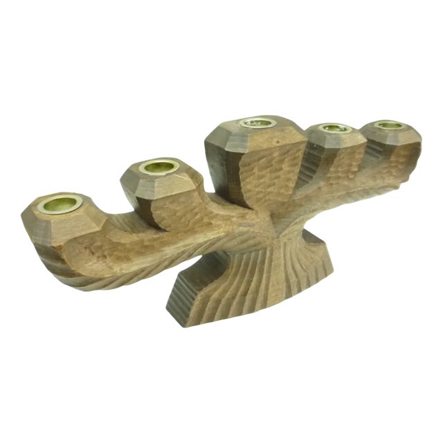 Anthroposophical Oak Candle Holder, 1930s For Sale