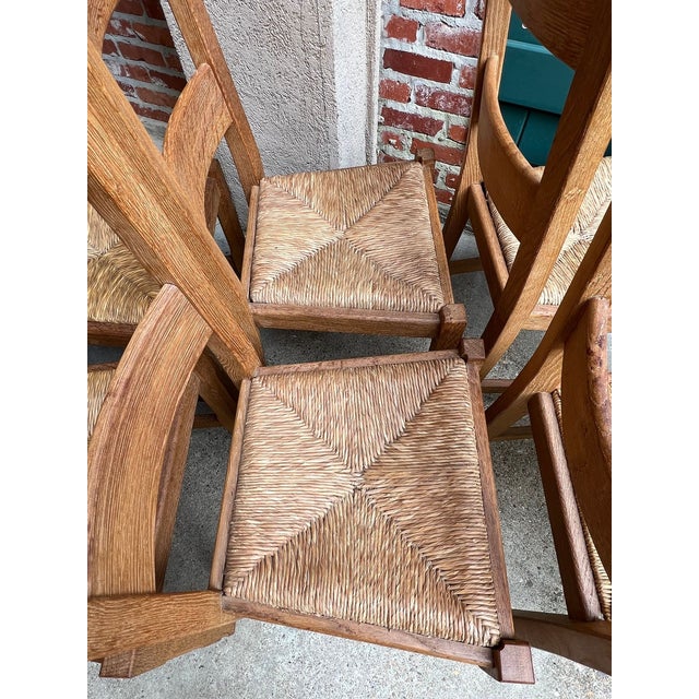 Set 6 Vintage French Ladder Back Dining Chairs Rush Seat Oak Country Farmhouse For Sale - Image 18 of 18