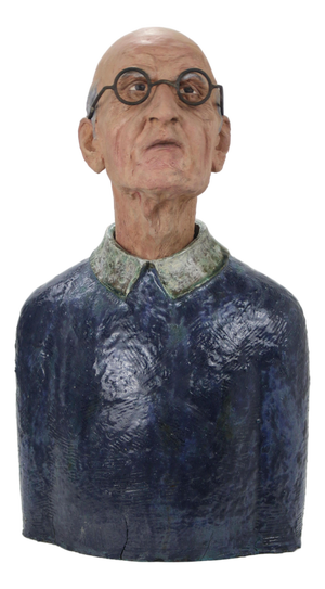 Óscar Aldonza Torres, Man Bust with Glasses, 2024, High Fire Glazed Ceramic