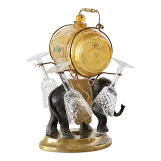 19thC French Bronze Elephant Liqueur Set For Sale