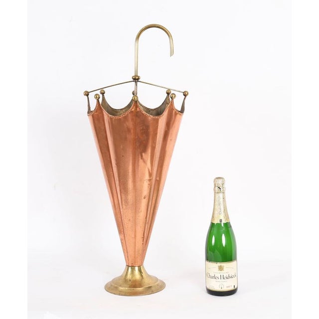 Antique Brass and Copper Umbrella Stand, 1920s For Sale - Image 14 of 16