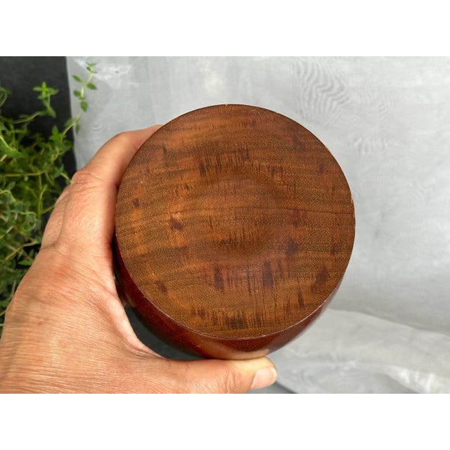 Brown Decorative Hand Turned Wooden Box With Lid For Sale - Image 8 of 12
