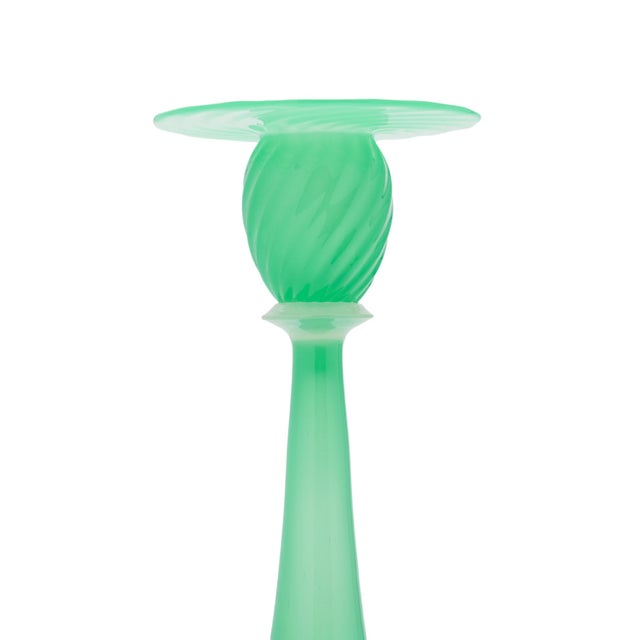 1920s Frederick Carder-Era Steuben Jade and Alabaster Glass Candlestick, 1920-1933 For Sale - Image 5 of 9