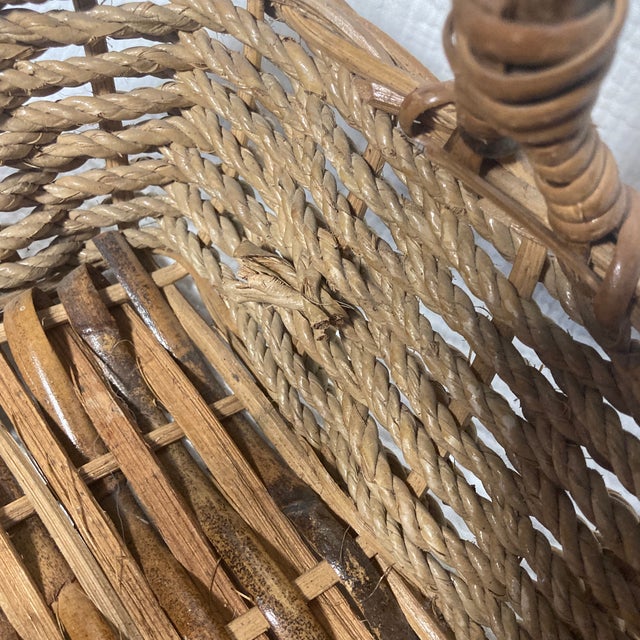 Mid-Century Appalachian Split Oak & Hand-Twisted Willow Gathering Basket With Bentwood Handle For Sale - Image 12 of 12