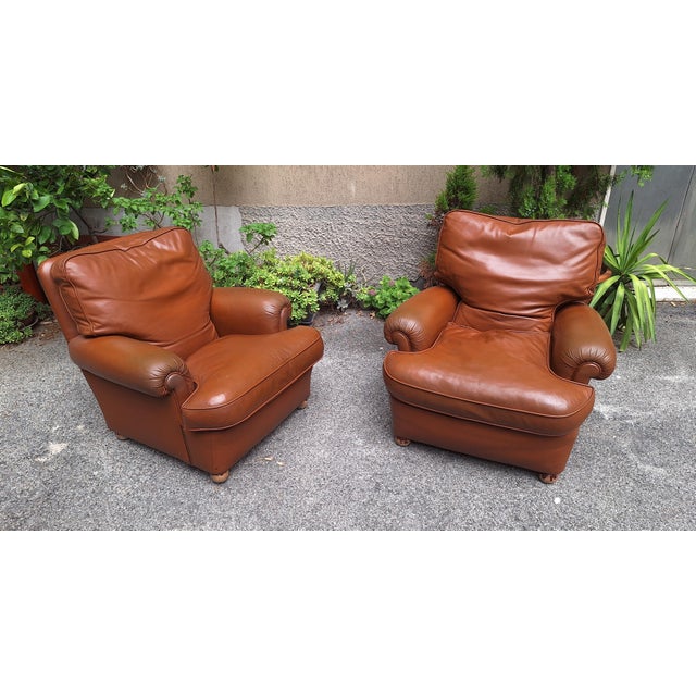 Bergère Armchair in in Brown Leather Poltrona Frau, 1960s, Set of 2, in Good conditions. Designed 1960 to 1969 I have...