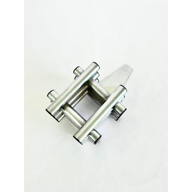 Silver Architectural 1970s Artist-Made Stacked Rod Bookends For Sale - Image 8 of 8