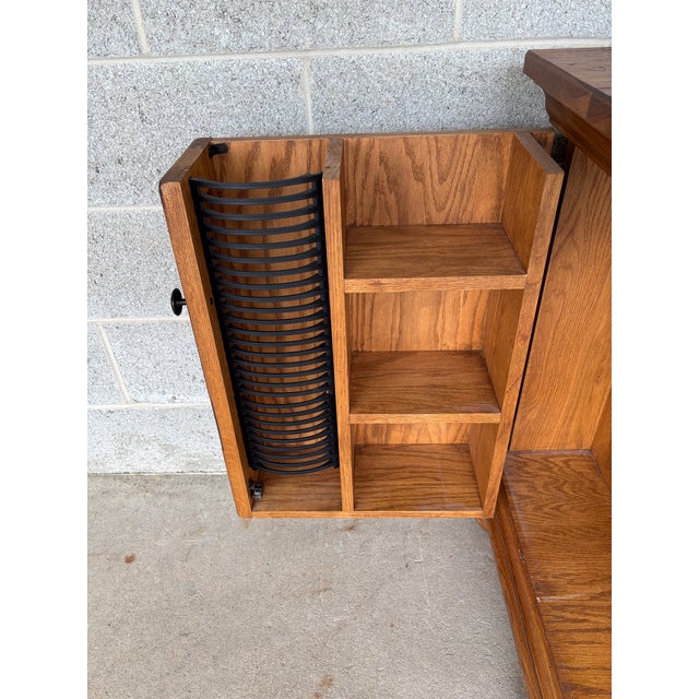 Wood Broyhill Attic Heirlooms Distressed Oak Media Cabinet - Tv Cabinet For Sale - Image 7 of 12
