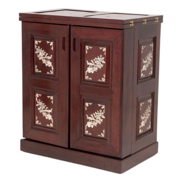 Chinese Mother-of-Pearl Inlay Rosewood Bar Cabinet For Sale