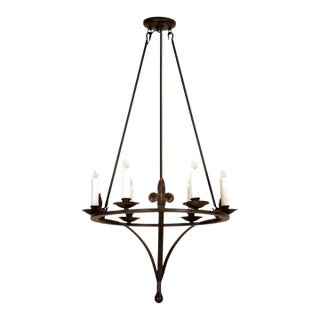 Spanish Colonial Wrought Iron Six Light Chandelier by Randy Esada For Sale