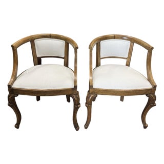 Gorgeous Pair of Vintage Louis XV Style Barrell Chairs For Sale