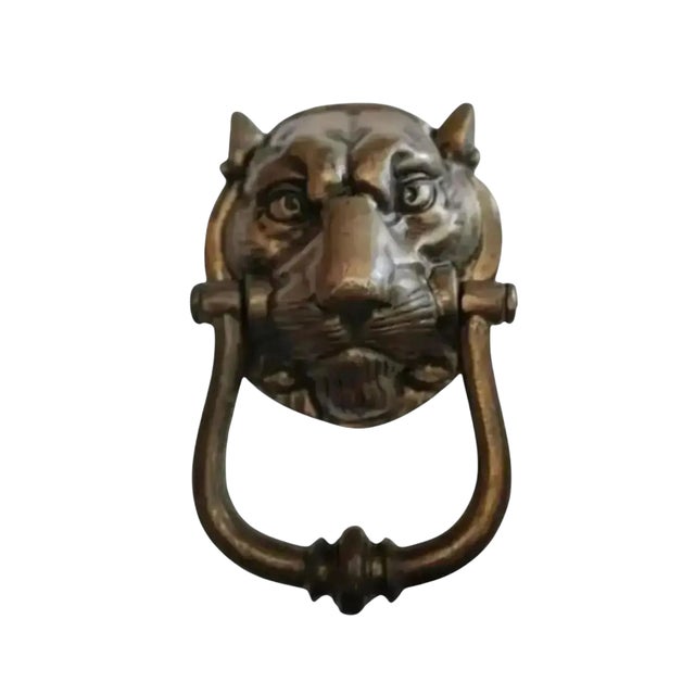 Large Vintage Bronze Leopard Head Door Knocker, Circa 1940 For Sale - Image 11 of 11