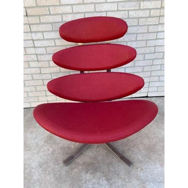 Mid-Century Modern MCM Corona Chair by Poul M. Volther Newly Reupholstered in Embossed Red Leather For Sale - Image 3 of 9