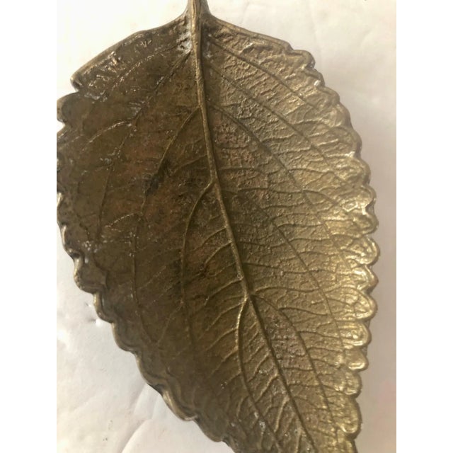Mid 20th Century Israel Footed Brass Leaf Dish For Sale - Image 5 of 8