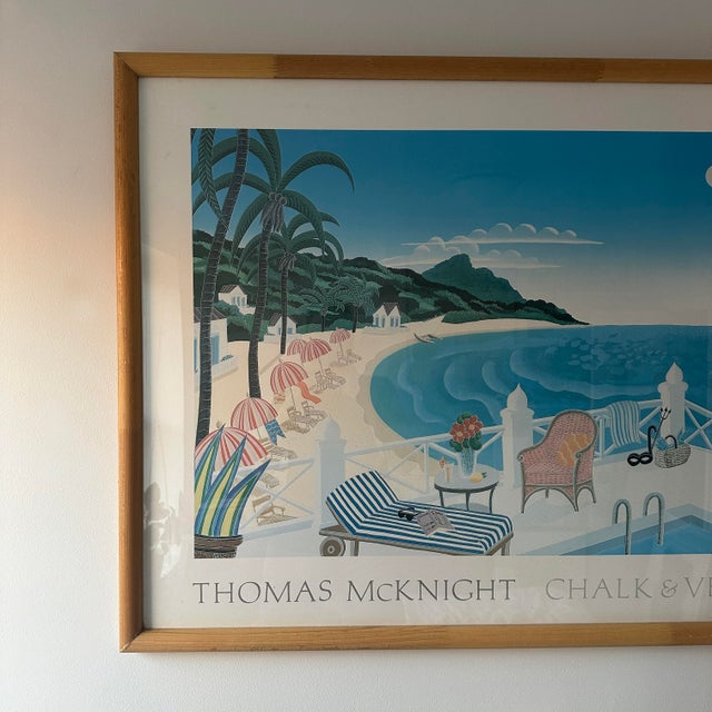 1980's XL Framed Thomas McKnight "Crescent Bay" Poster Print For Sale In New York - Image 6 of 7
