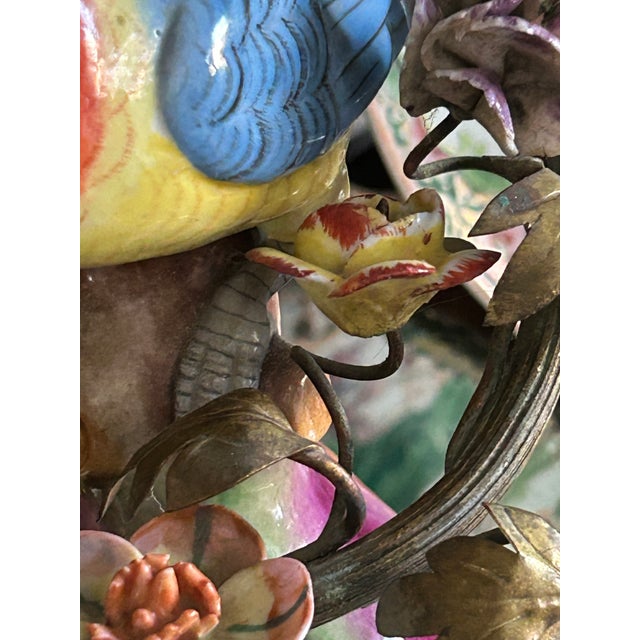 Pair of Antique French Porcelain Bird Figural Lamps For Sale - Image 9 of 11