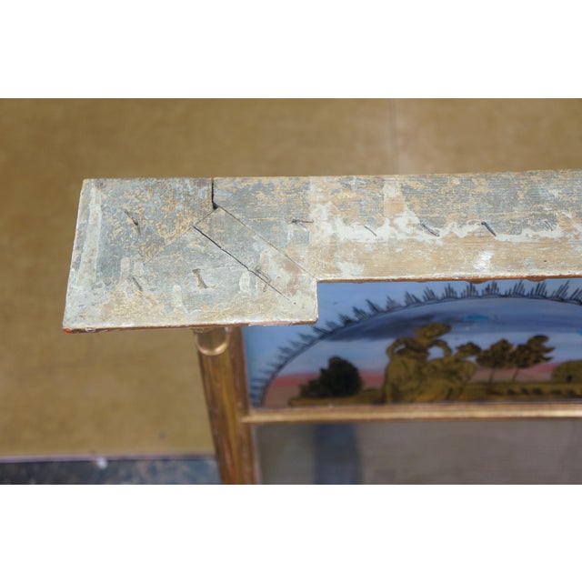 Wood Antique Federal Regency Giltwood Trumeau Eglomise Reverse Painted Pier Mirror For Sale - Image 7 of 16