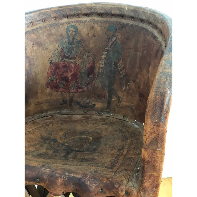 Rare vintage equipale chair from Mexico, dating to the 1930s. Entirely handcrafted using traditional techniques, it...