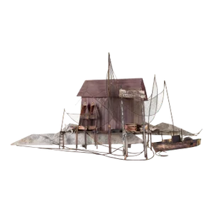 Curtis Jere Mid Century Fishing Village Metal Sculpture