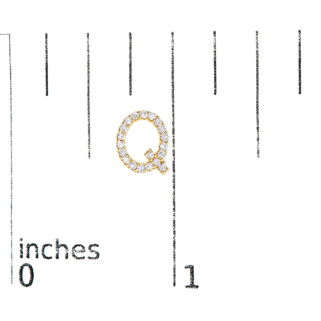 Early 21st Century 10K Yellow Gold 1/10 Cttw Diamond 'Q' Initial Stud Earring For Sale - Image 5 of 5