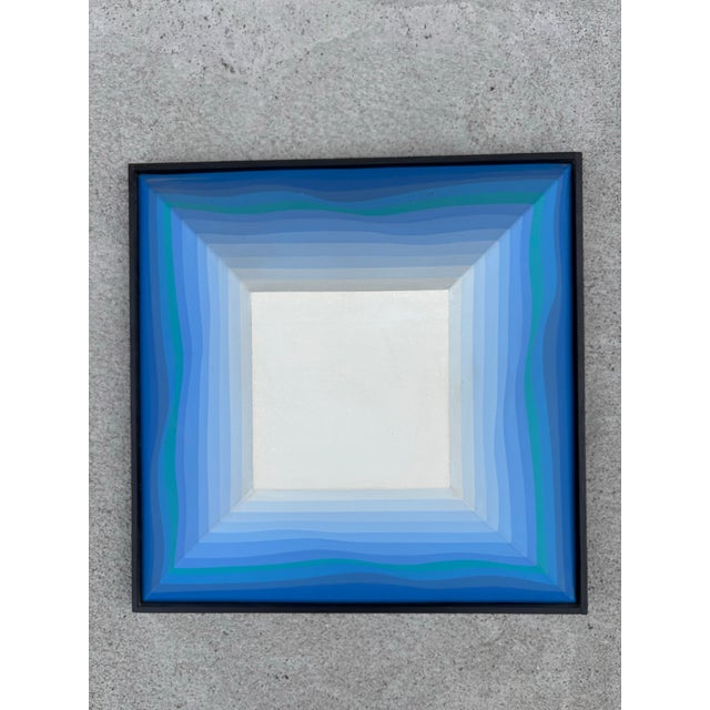 Shozo Nagano Abstract Dimensional painting " Remote Land" from 1974. Created to hang at an Angle. Wood construction...