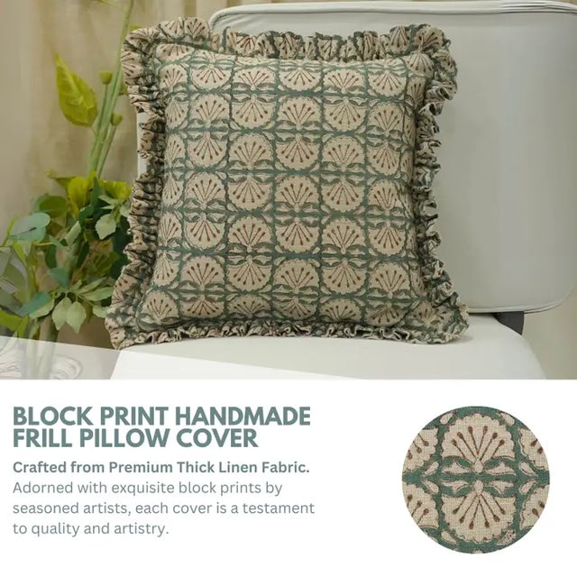 * Block print handmade cushion cover – each piece is carefully hand-printed using traditional techniques. * Thick linen...