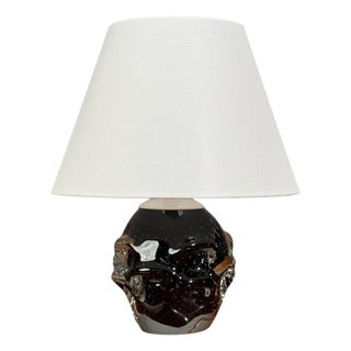 Kosta, Small Table Lamp, Black Glass, Sweden, 1950s For Sale