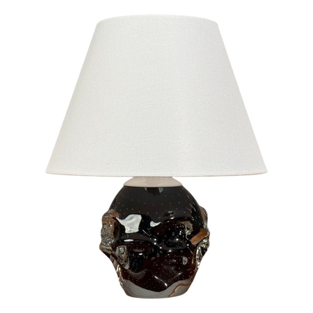 Kosta, Small Table Lamp, Black Glass, Sweden, 1950s For Sale