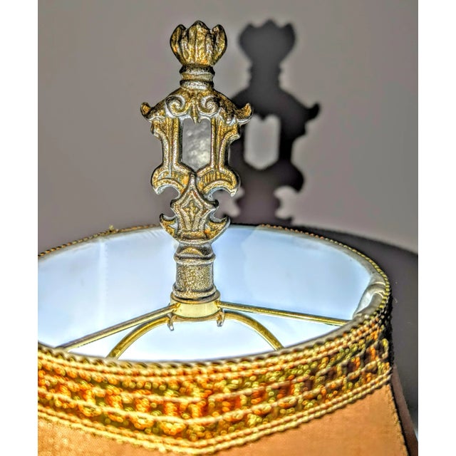 1970s Signed Mid-Century Artillery Shell Lamp With Equally Interesting Shade and Finial For Sale - Image 5 of 11