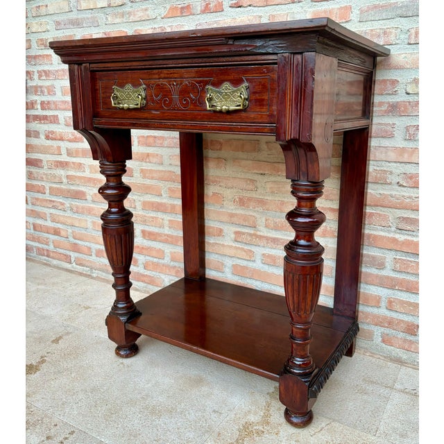 Early 20th Century Console Table with One Drawer and Low Open Shelf, 1920s For Sale - Image 12 of 18