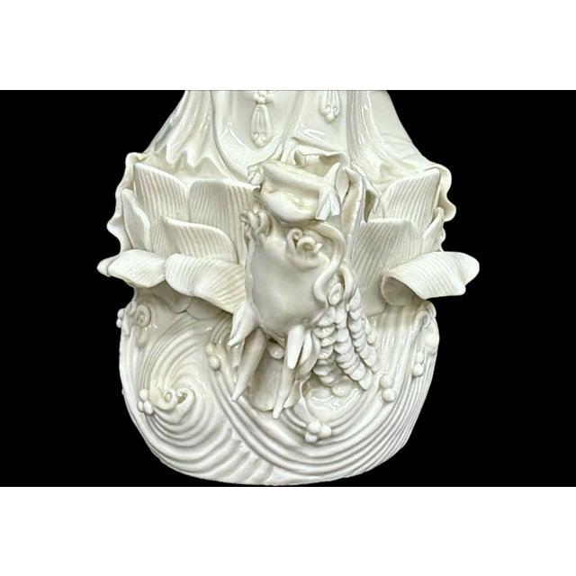 Ivory Chinese Blanc-De-Chine Porcelain Figure of Guanyin For Sale - Image 8 of 11