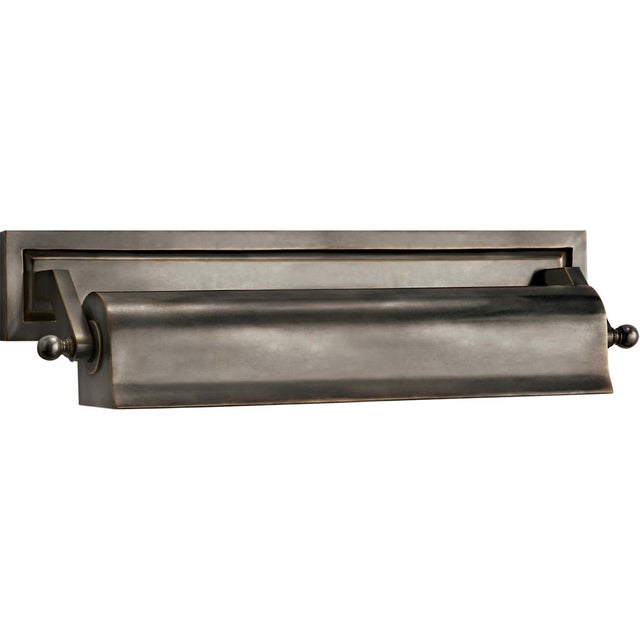 Library 16" Picture Light in Bronze Designer: Thomas O'Brien Height: 4" Extension: 5" Backplate: 2.75" x 17" Rectangle...
