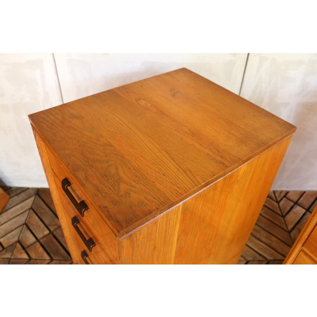 Vintage Pair of 1940s Solid Oak Nightstands For Sale - Image 14 of 18