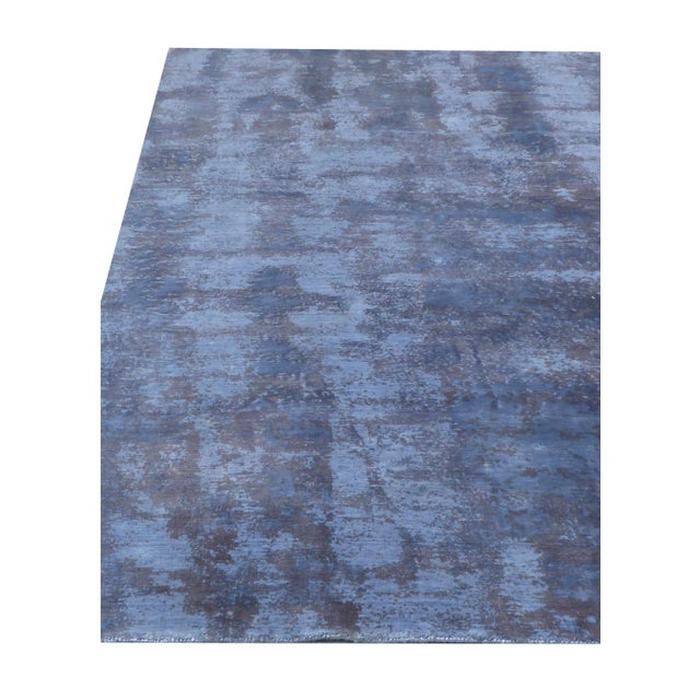 Luton Blue Hand loom Bamboo/Silk Area Rug - 8'x10' For Sale - Image 4 of 8