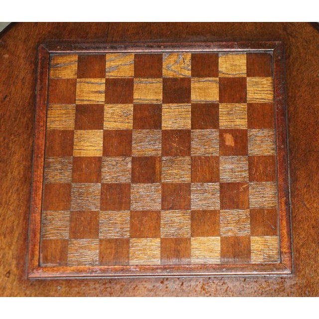 Antique Victorian Hand Carved Chess Table with Ornately Fluted Base For Sale - Image 4 of 12