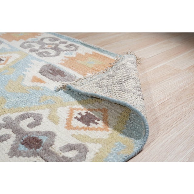 2020s 6x9 Freya Traditional Blue Geometric Modern Hand Knotted Wool Carpet Rug For Sale - Image 5 of 9