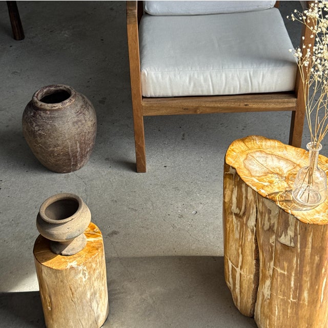 Orange Oval Side Table in Petrified Wood, 1980s For Sale - Image 8 of 18