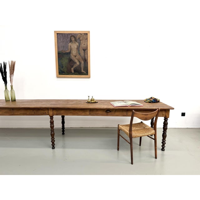 Early 20th Century Farmhouse Table in Pine, 1900s For Sale - Image 5 of 18